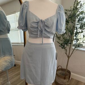 Speechless Side Slit Mini Skirt and Tied Front Crop Top Outfit size Large NWT